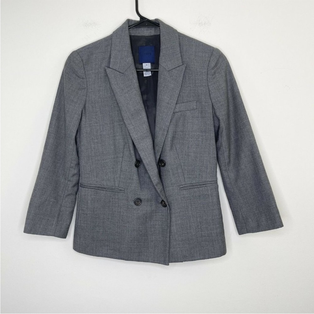 J. Crew Womens Gray Double Breasted Wool Blazer